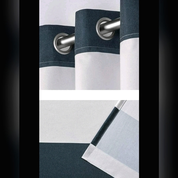 Stripe Navy and white curtains - Picture 3 of 5